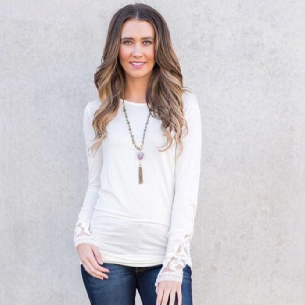 Ivory lace tunic top